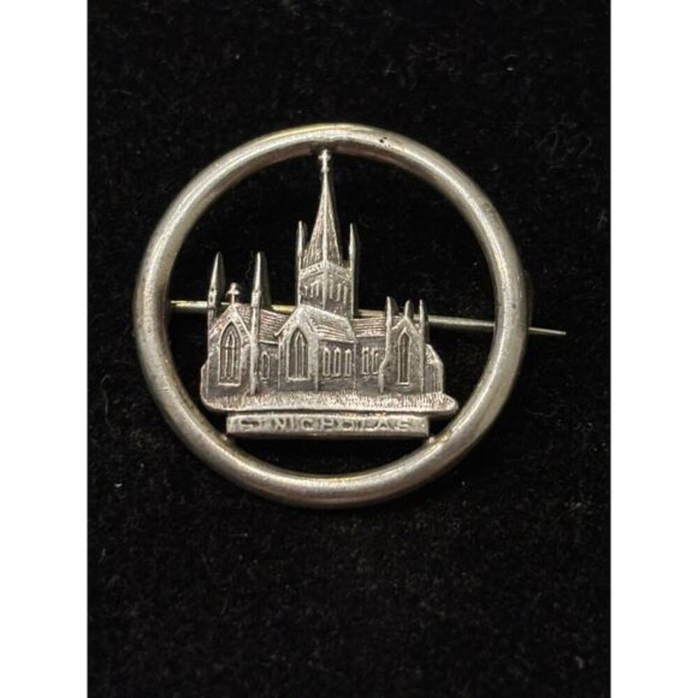 Victorian Era St Nicholas Church Sterling Silver Pin 1858 Durham York England
